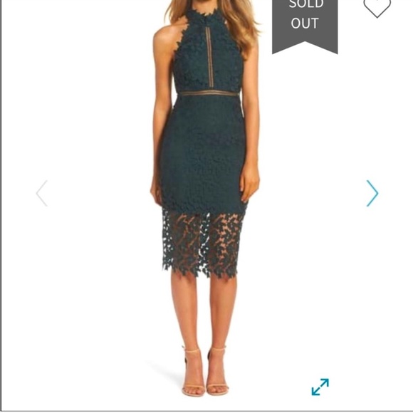 Bardot Hunter Green lace halter dress. Size 6. - Picture 3 of 7